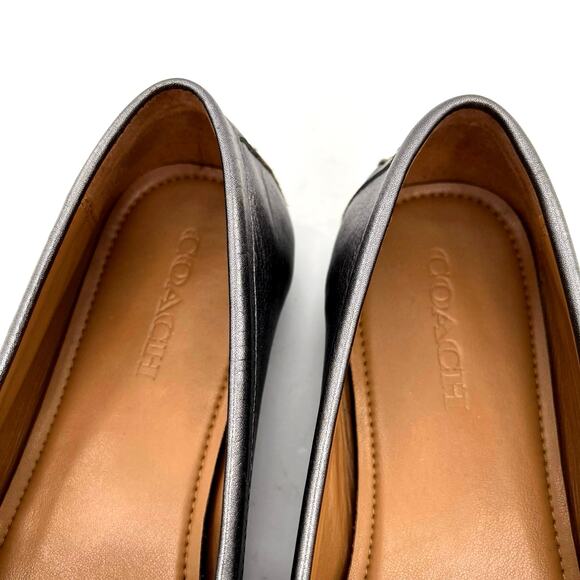 Coach women’s pewter penny loafer flats shoes - Picture 4 of 12